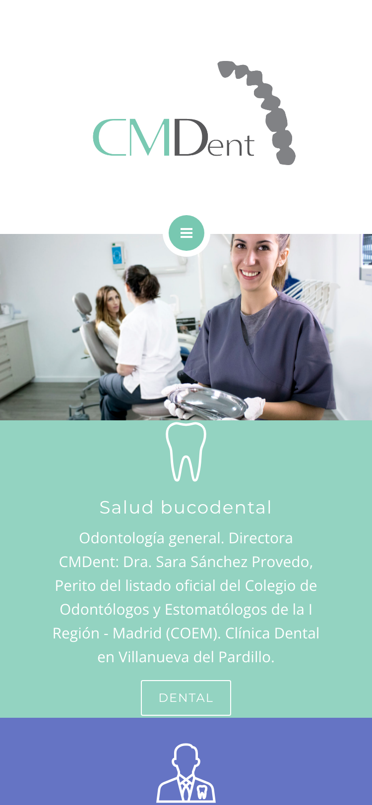 Captura de la web actual de CMDent en un móvil